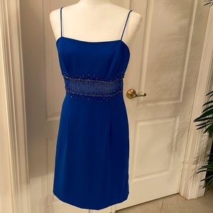 Size 6 Royal Blue Cache Dress with Net and Beaded Insert